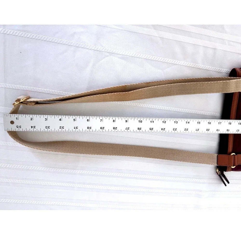 Michael Kors Burgundy Nylon Crossbody Bag Tan Leather Trim Gold Hardware AI-1205